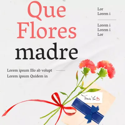Invitación sencilla con claveles para el Día de la Madre en rojo y beige