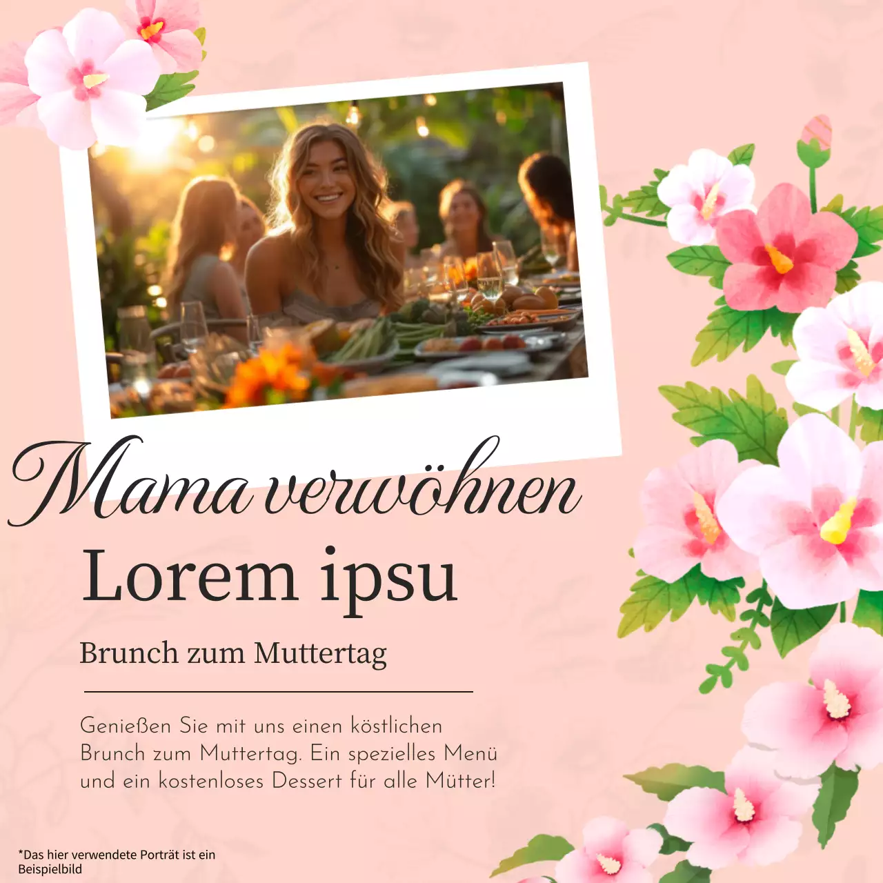 Orange und Rosa Einfache Restaurantanzeige zum Muttertag