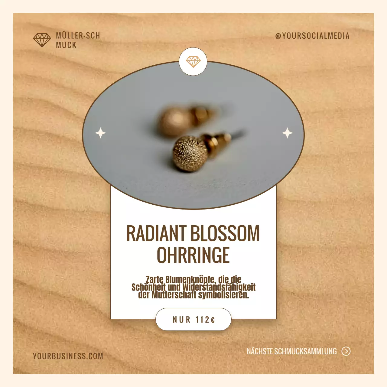 Beige und Gold Moderne Exklusive Schmuckkollektion Besondere Muttertagsanzeige