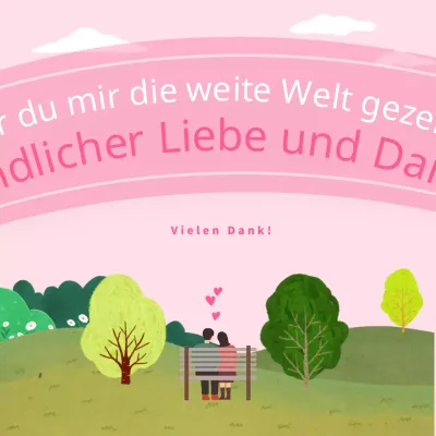 Eine süße rosa-grüne sentimentale Post