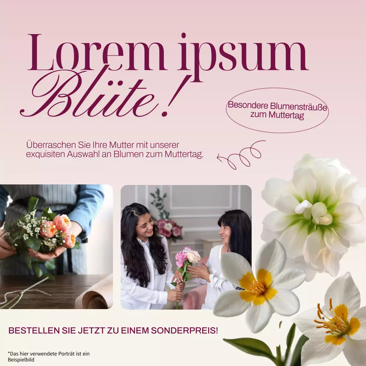 Rosa und Weiß Modernes Muttertagsgeschenk Werbung