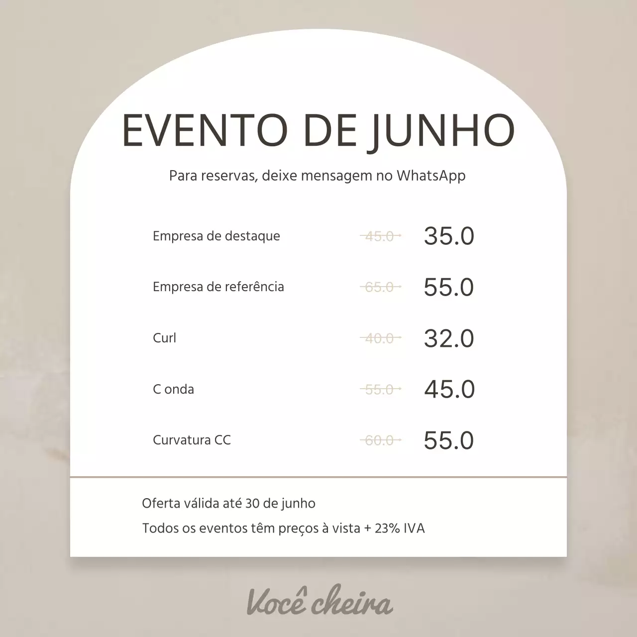 Beleza simples em castanho e bege Informações sobre o evento