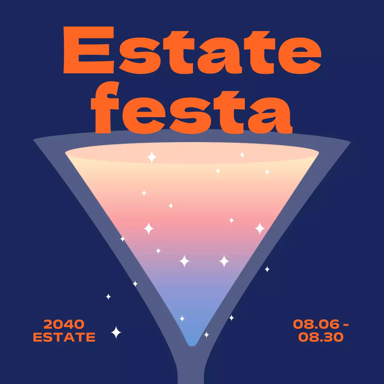 Festival estivi con gradienti, glitter e font gotici