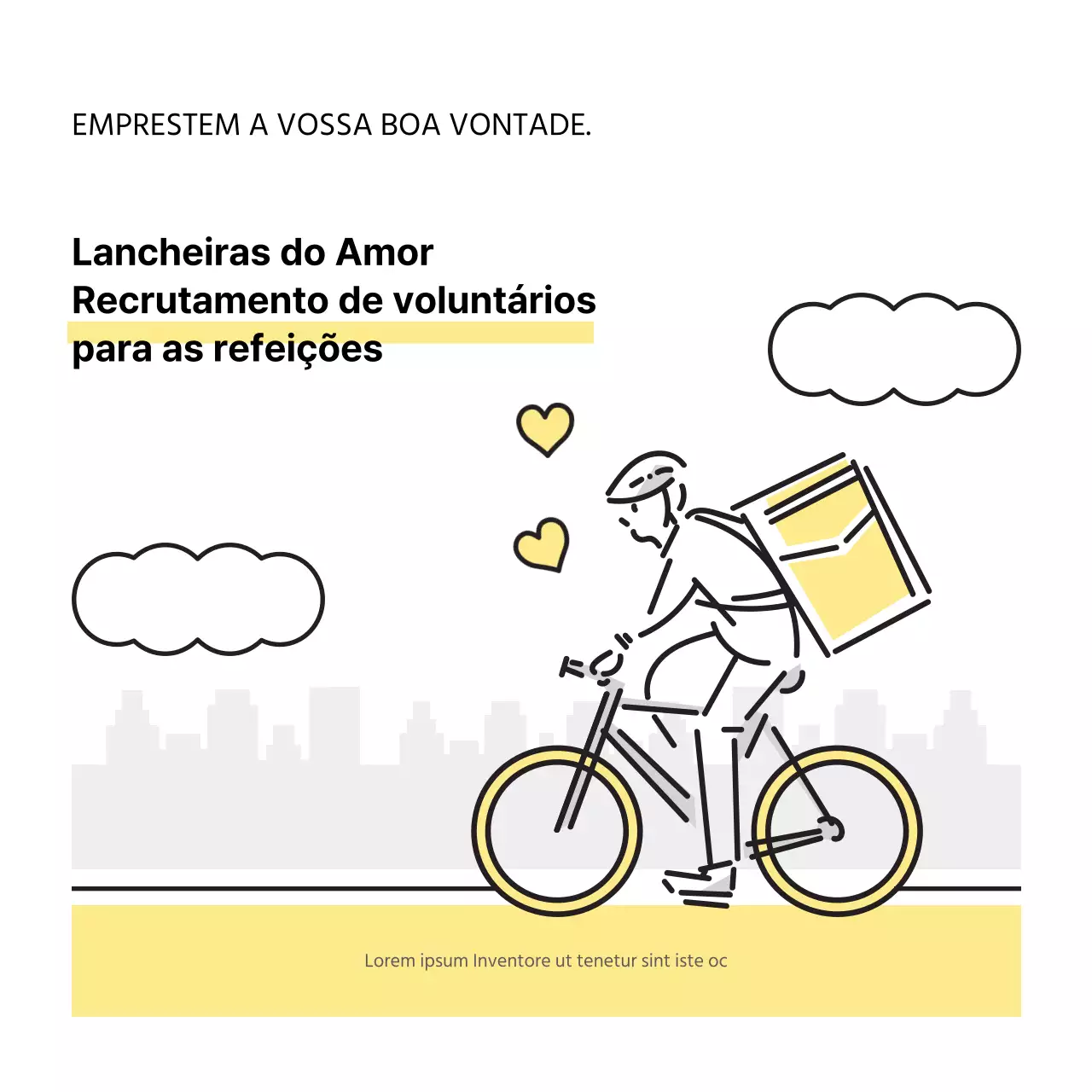 Preto e amarelo, promoção minimalista de recrutamento de refeições