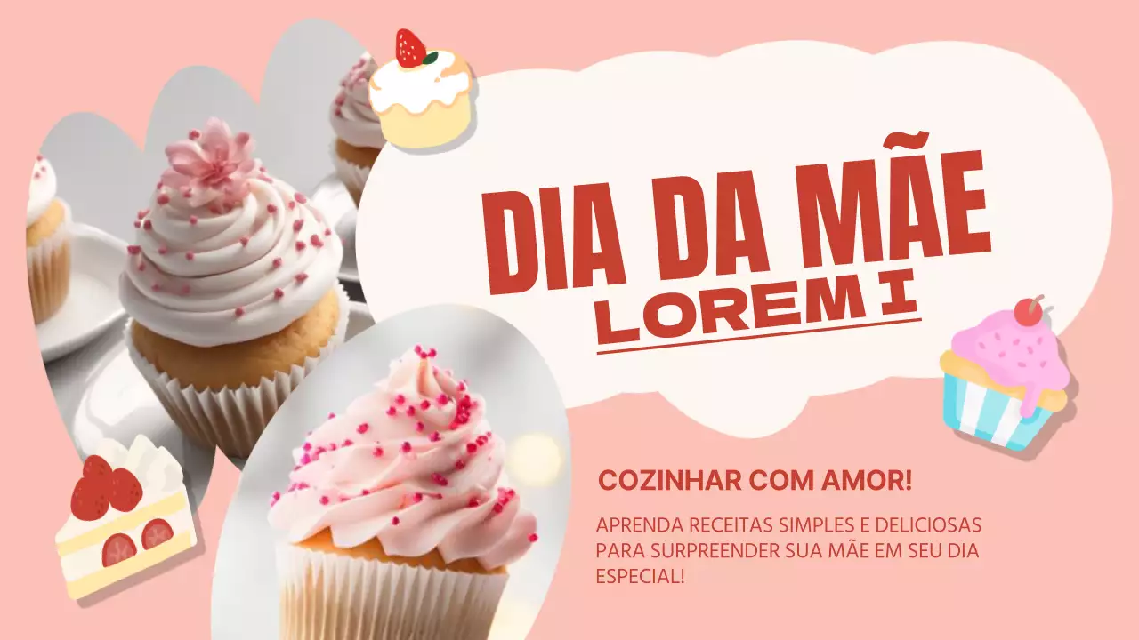 Receita de cozinha moderna cor-de-rosa e vermelha para o Dia da Mãe