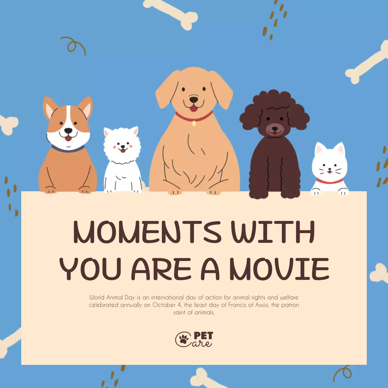 Blue Minimal Animal Promotion Social Media Post