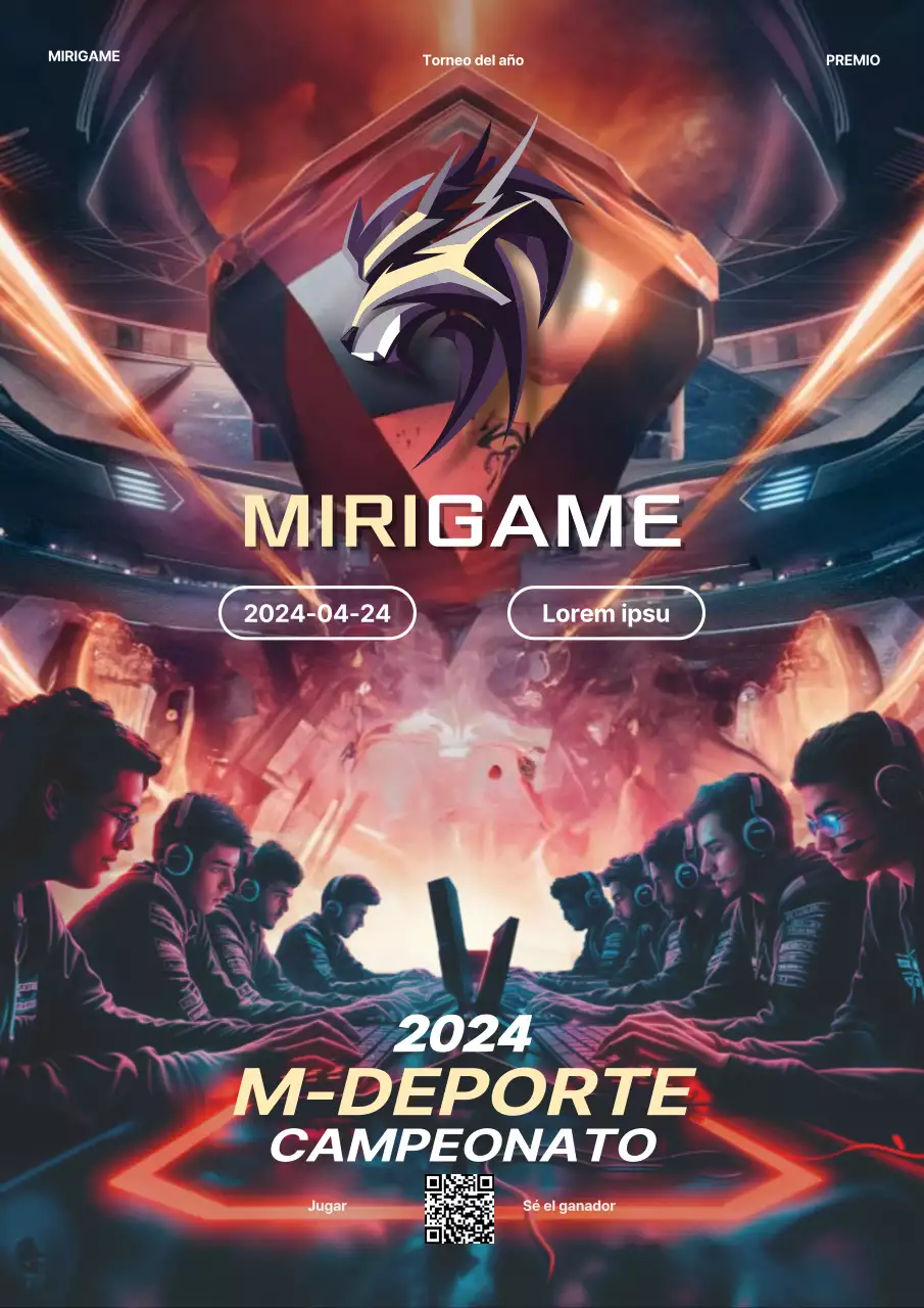 Anuncios dorados y azules del torneo Modern Esports