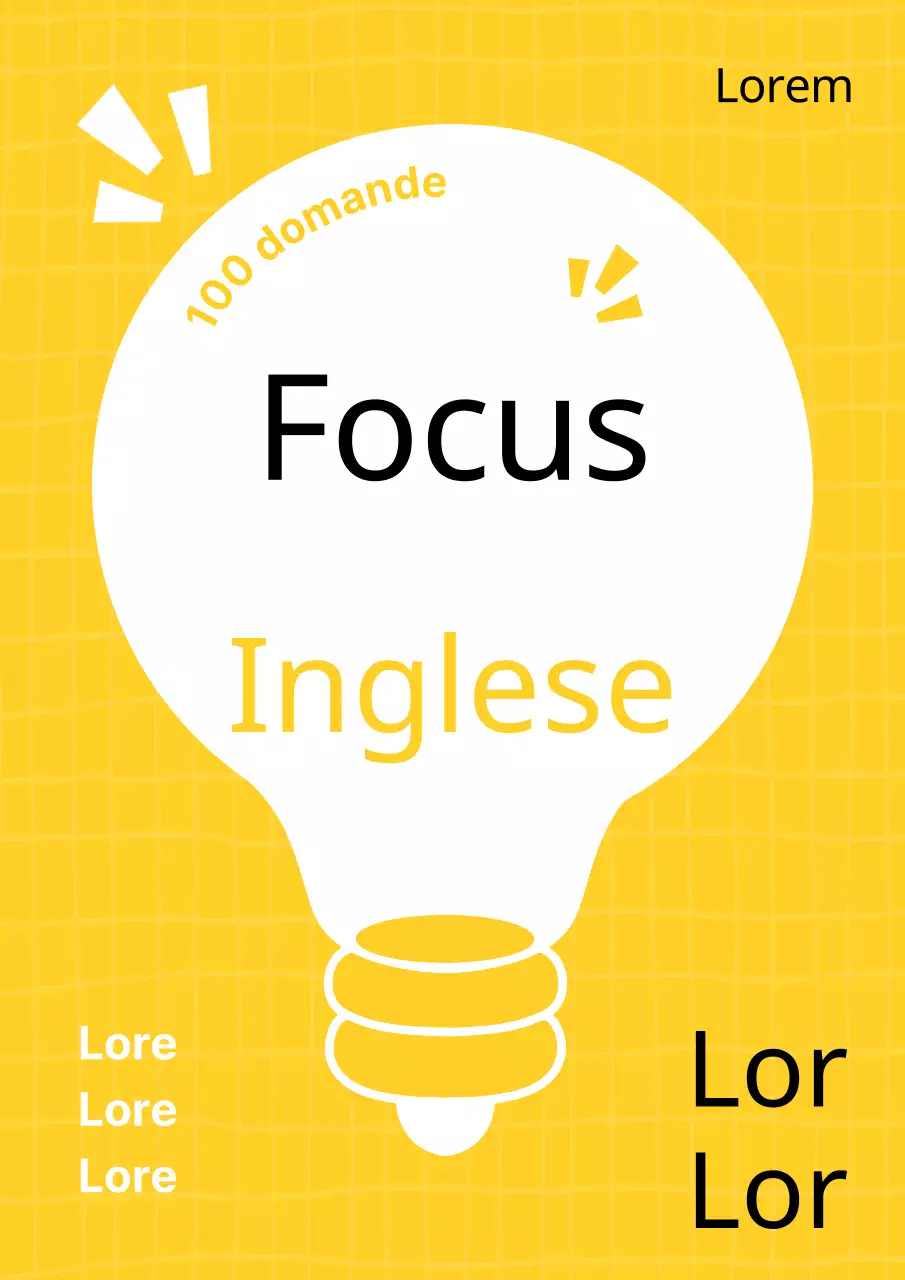 Esercizi di inglese secondario semplice in giallo e nero