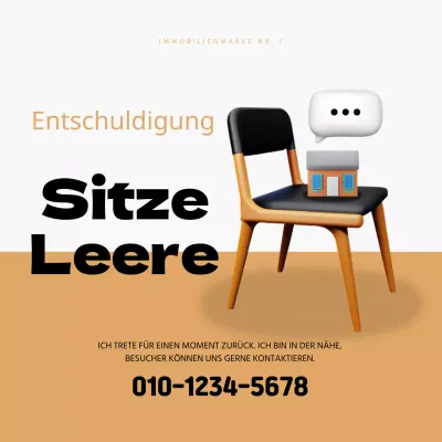 Eine einfache braune und schwarze Abwesenheitsnotiz für Immobilien