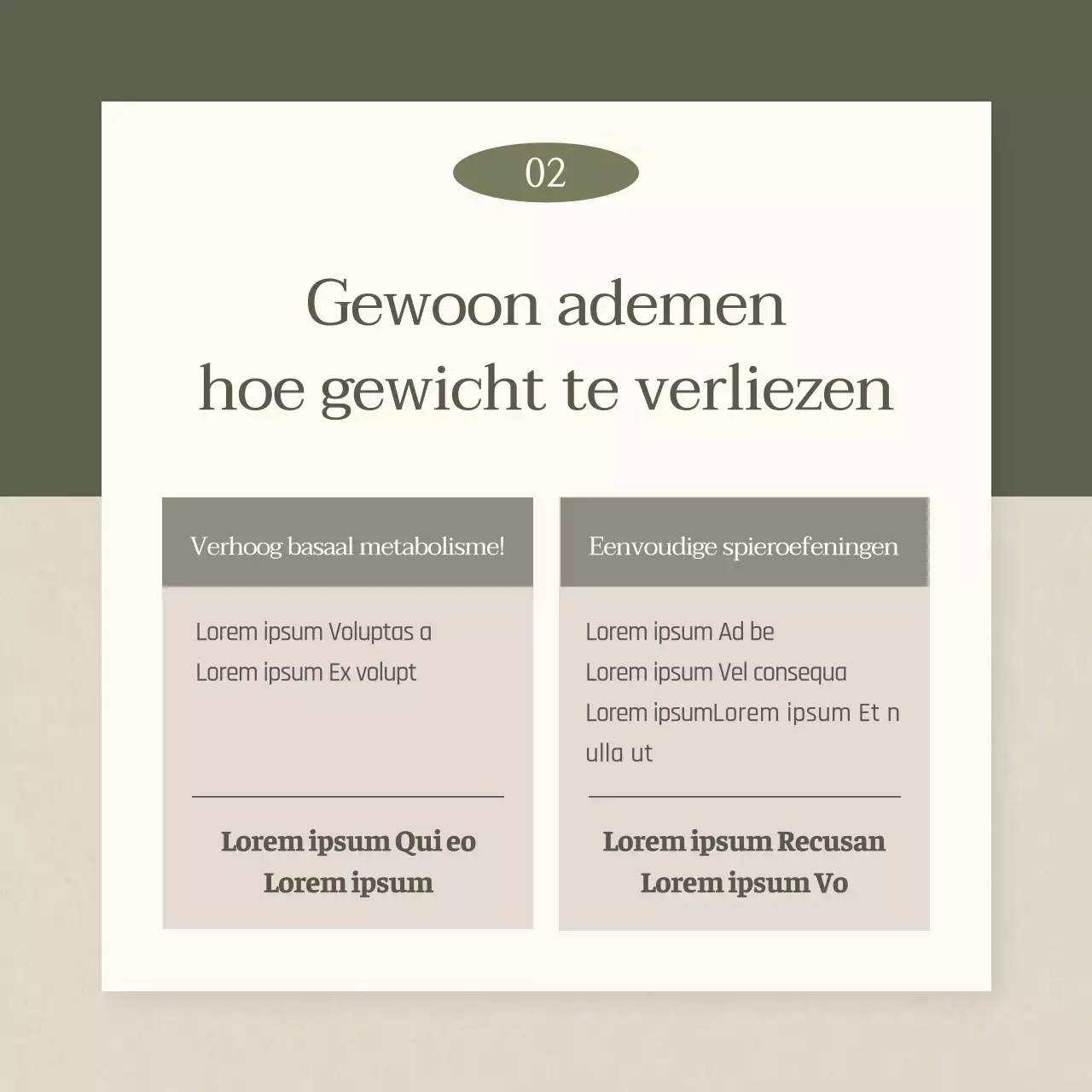 Een eenvoudig Chinees medicijndieet promoten in kaki en beige