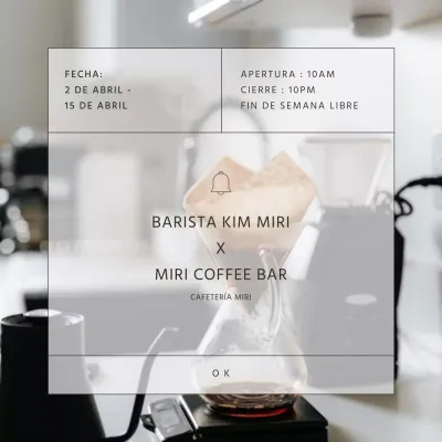 Sencillo anuncio de cafetería en beige y gris