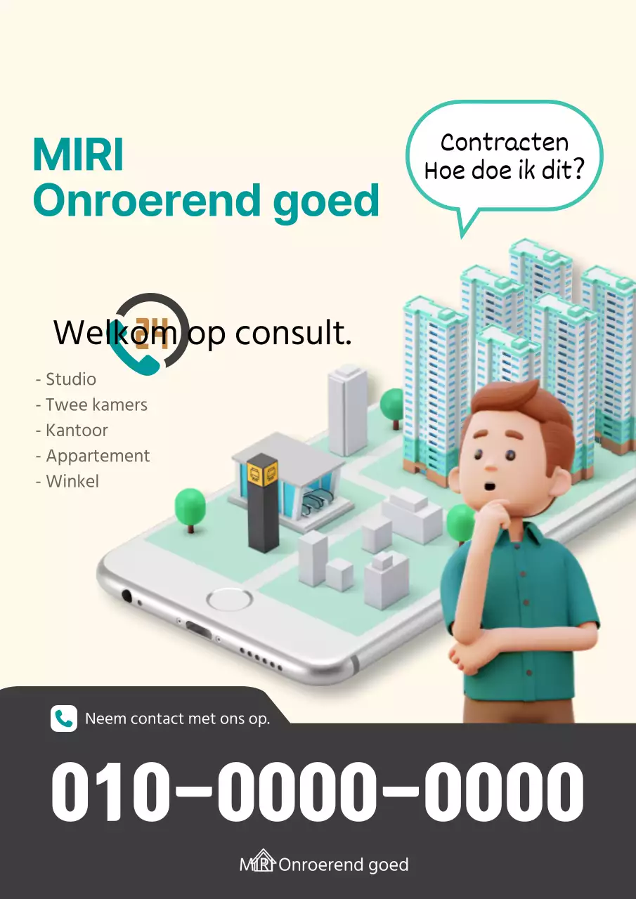 Eenvoudige onroerend goed advertentie in ivoor en mint
