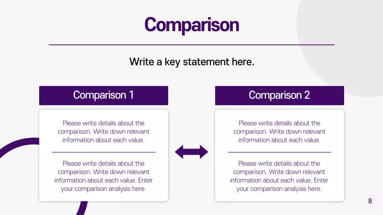 Geometric competitor analysis report in gray and purple