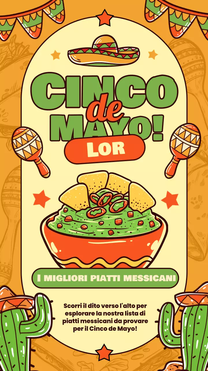 Arancione Verde Moderna Cinco de Mayo Mangia Pubblicità