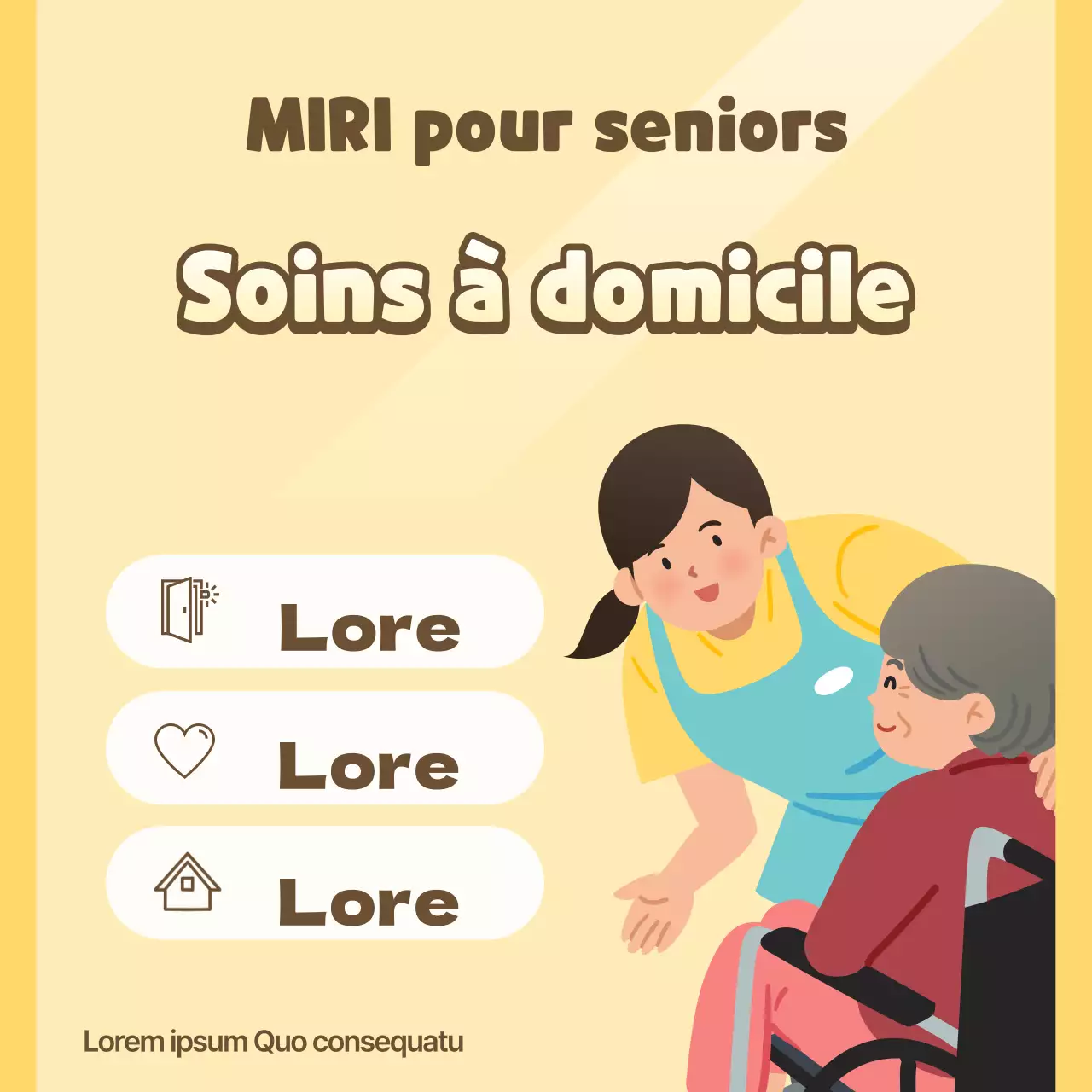 Prospectus jaune et blanc pour les soins à domicile