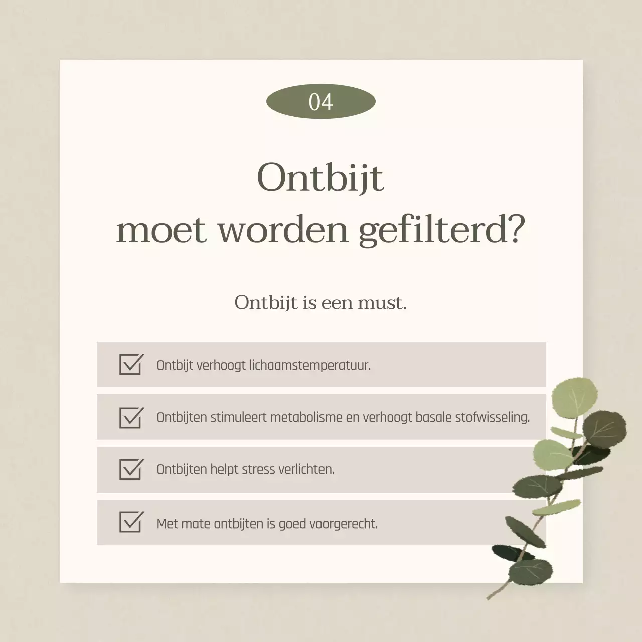 Een eenvoudig Chinees medicijndieet promoten in kaki en beige