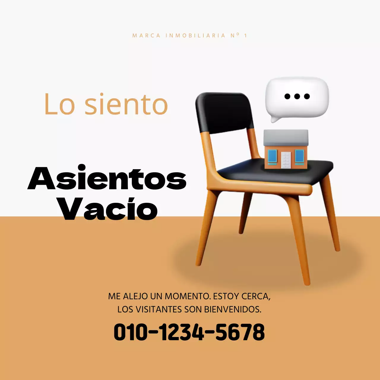 Un simple aviso de propiedad fuera de la oficina en marrón y negro