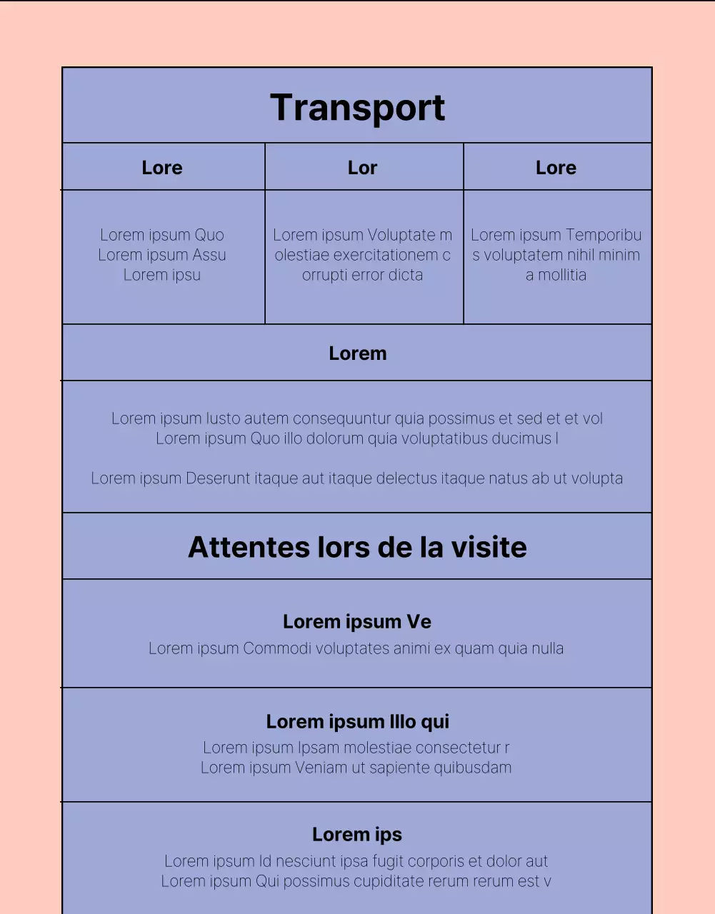 Des informations simples sur le programme en mauve et en rose