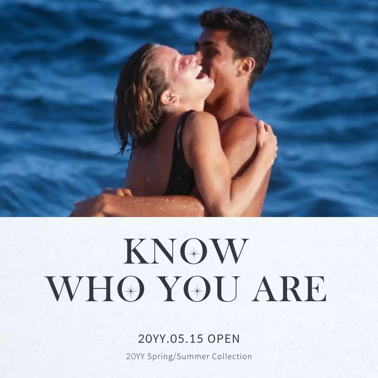 Postagem de mídia social de promoção de verão elegante azul