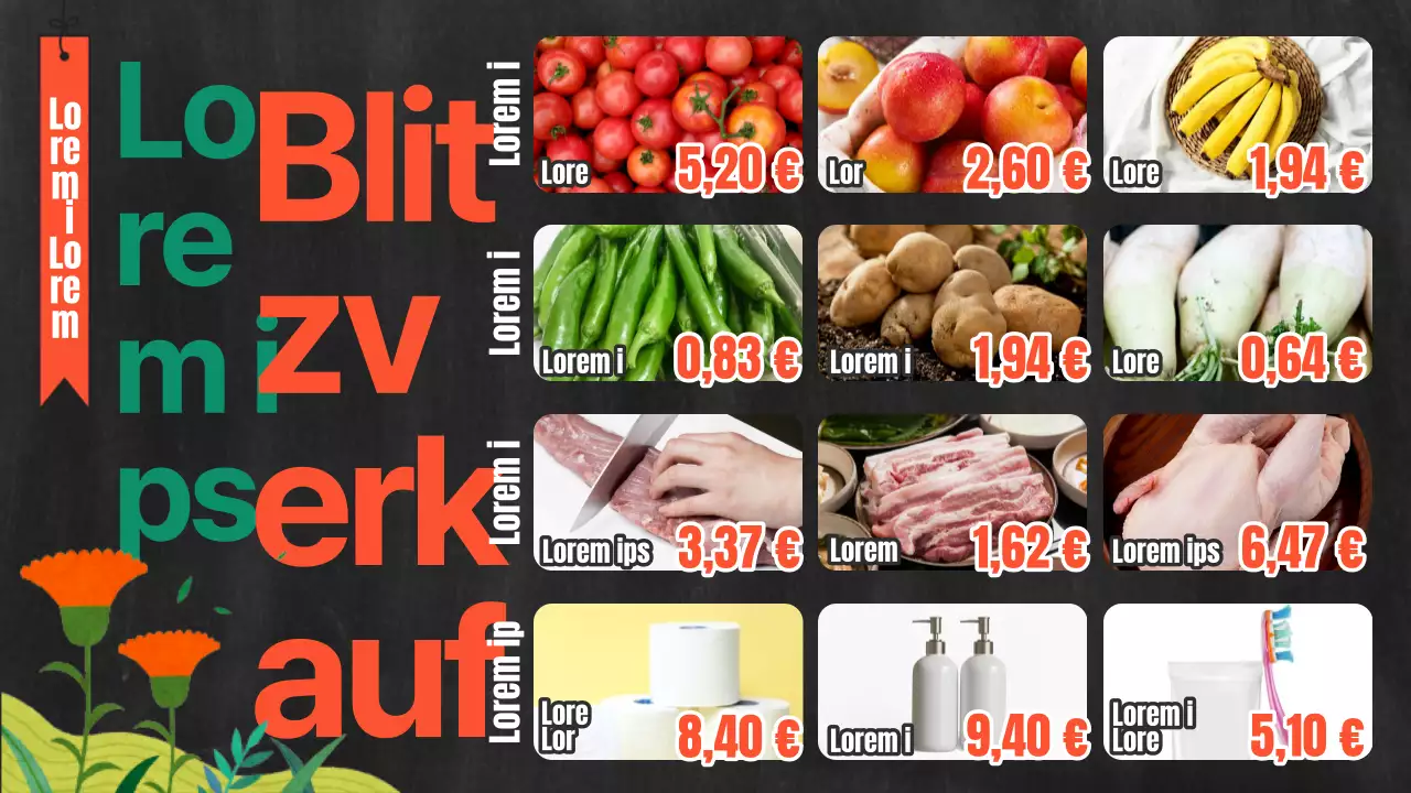 Über den orange-grünen Pop-Art-Lebensmittelflyer