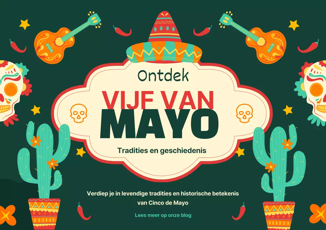 Groen Rood Modern Vier Cinco de Mayo Evenement