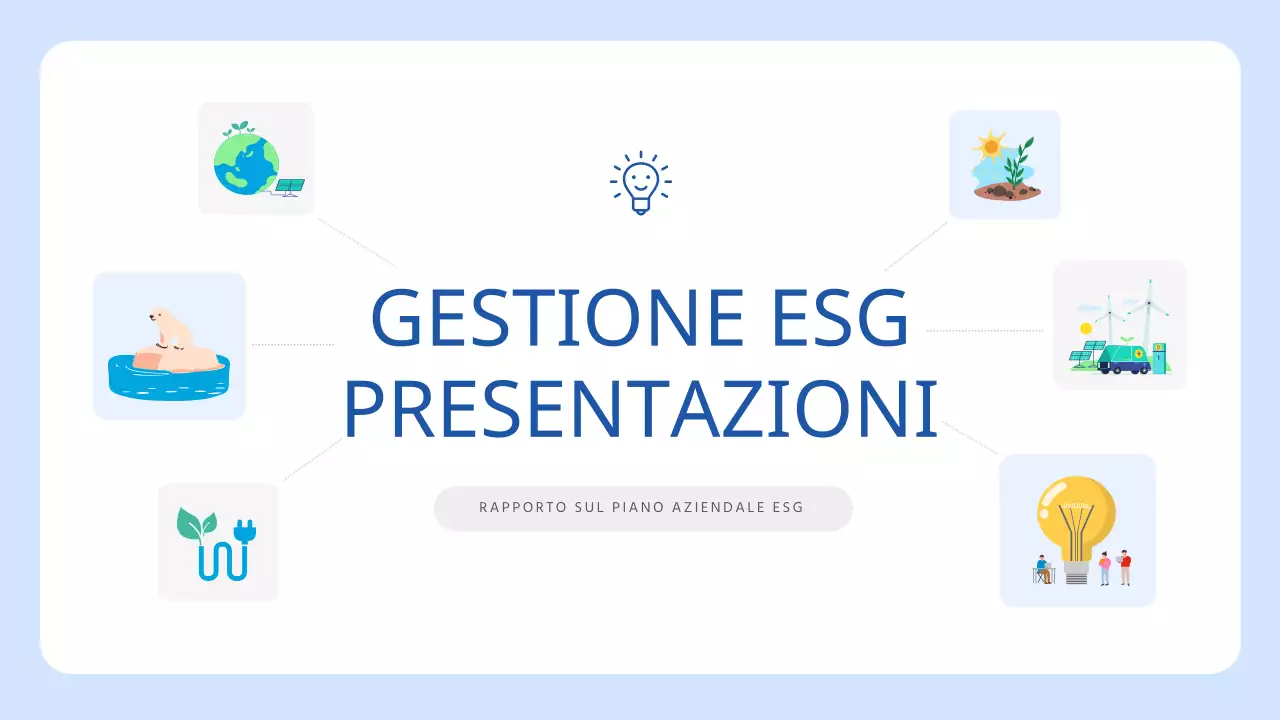 Un piano aziendale ESG bello, blu e bianco