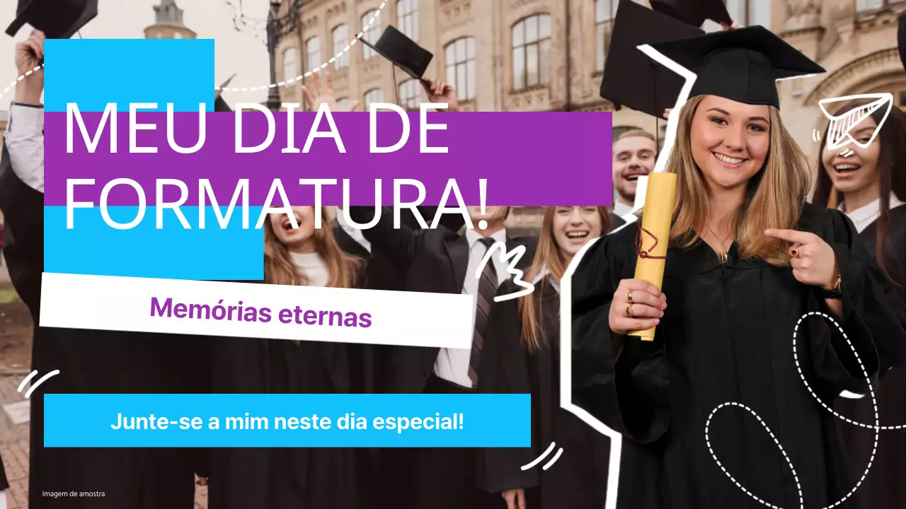 Publicidade do dia da formatura simples em laranja e branco