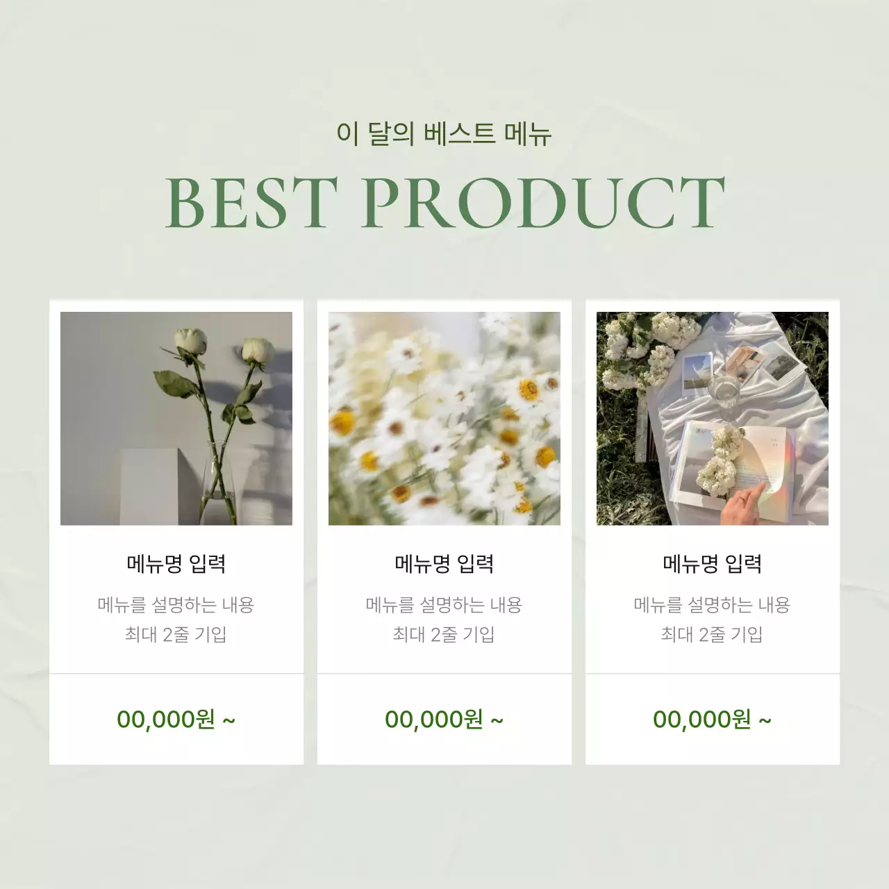 초록색의 모던한 SNS 마케팅 가격 공지