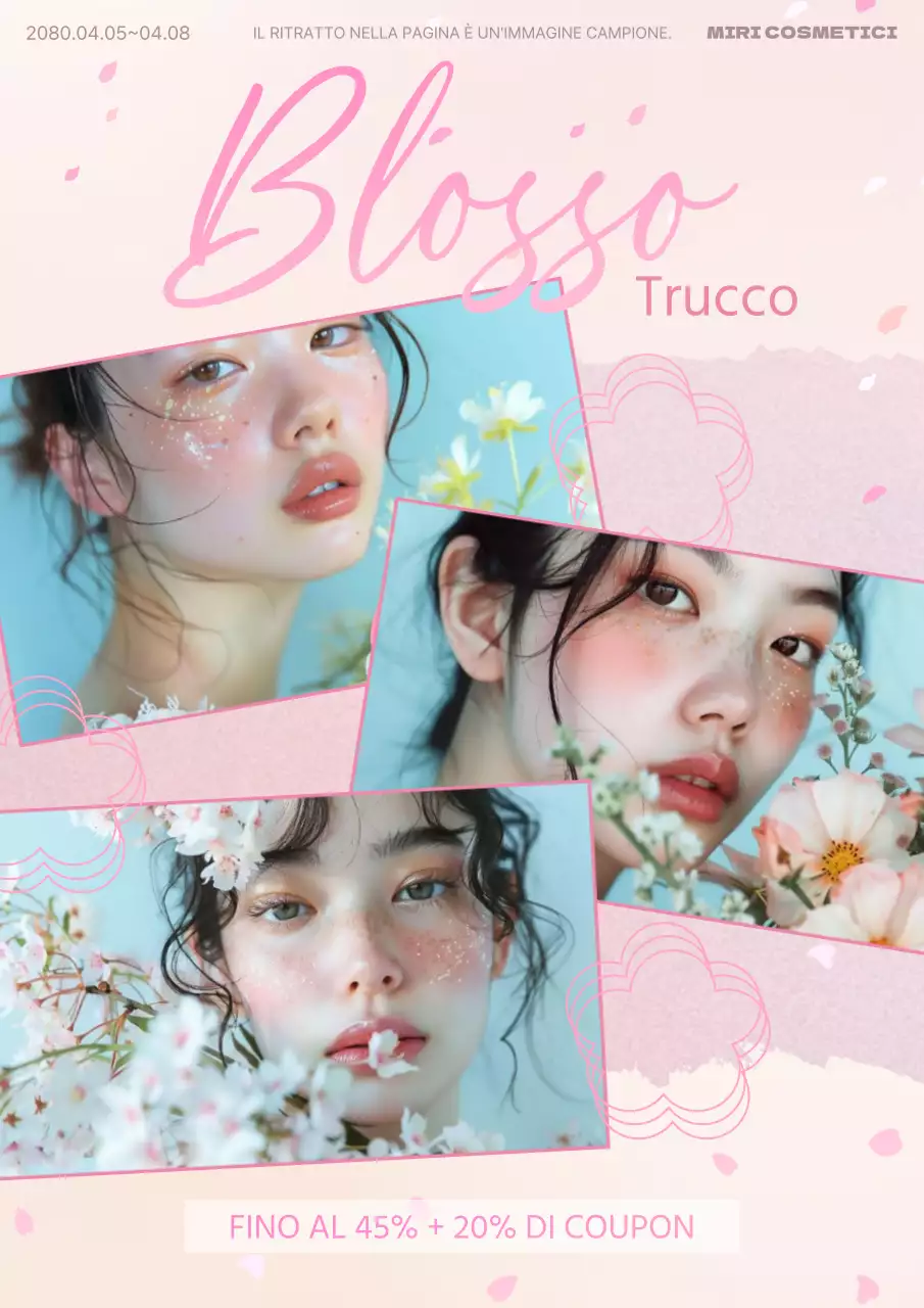 Pubblicità di cosmetici di tendenza in rosa