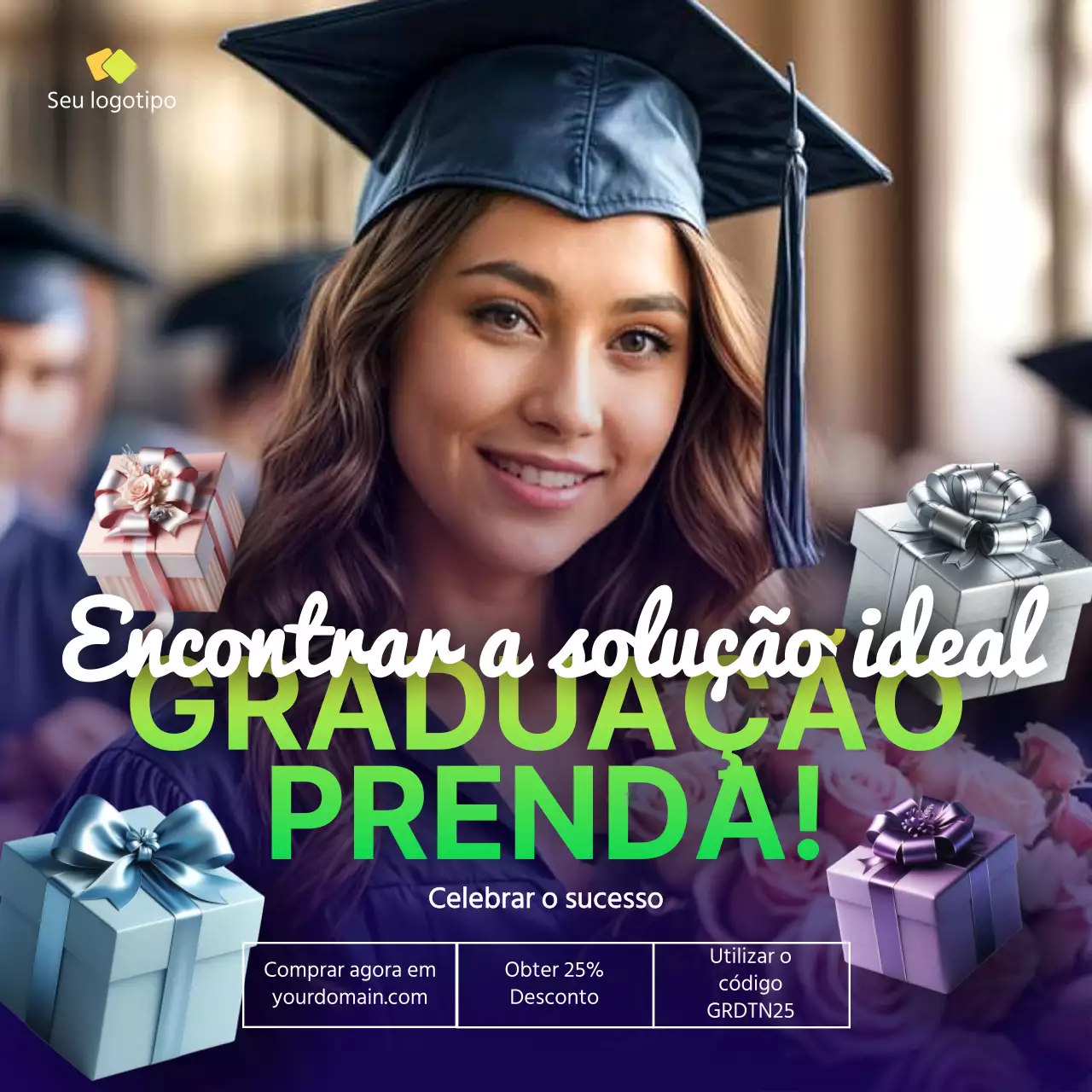Roxo Verde Elegante Encontre o presente de formatura perfeito Promoção