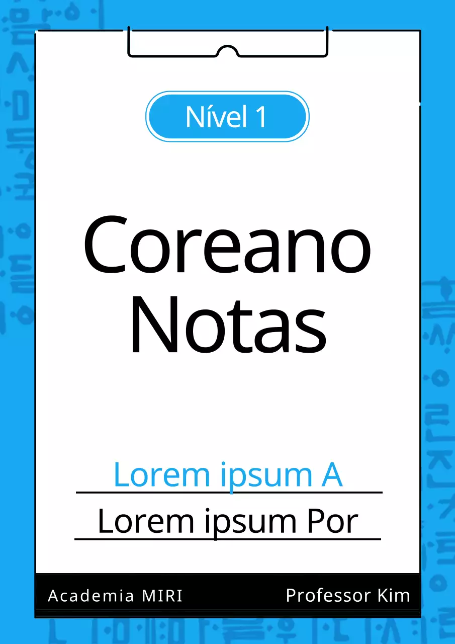 Capa de caderno coreana simples em azul e preto