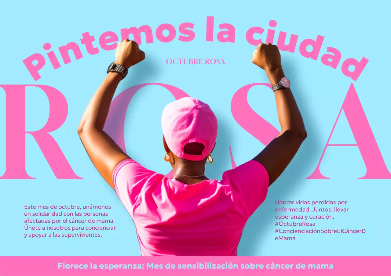 Una campaña de moda para el Mes de Sensibilización sobre el Cáncer de Mama en rosa y azul claro