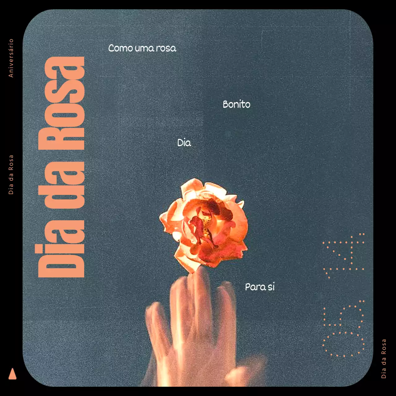 Um simples post do Dia das Rosas em laranja e azul-marinho