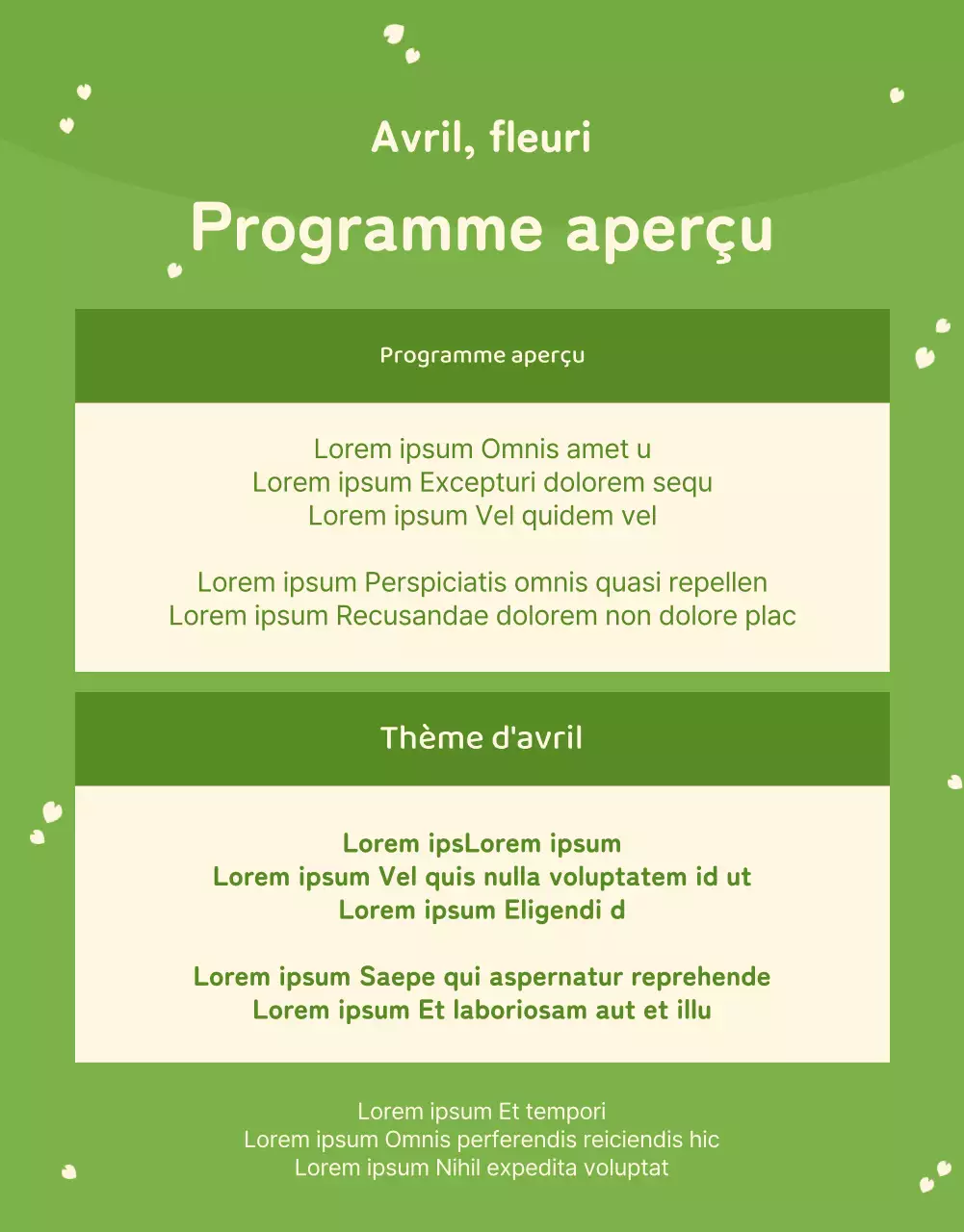 Informations sur le programme des spectacles dans cette salle accueillante aux couleurs vertes et ivoires.