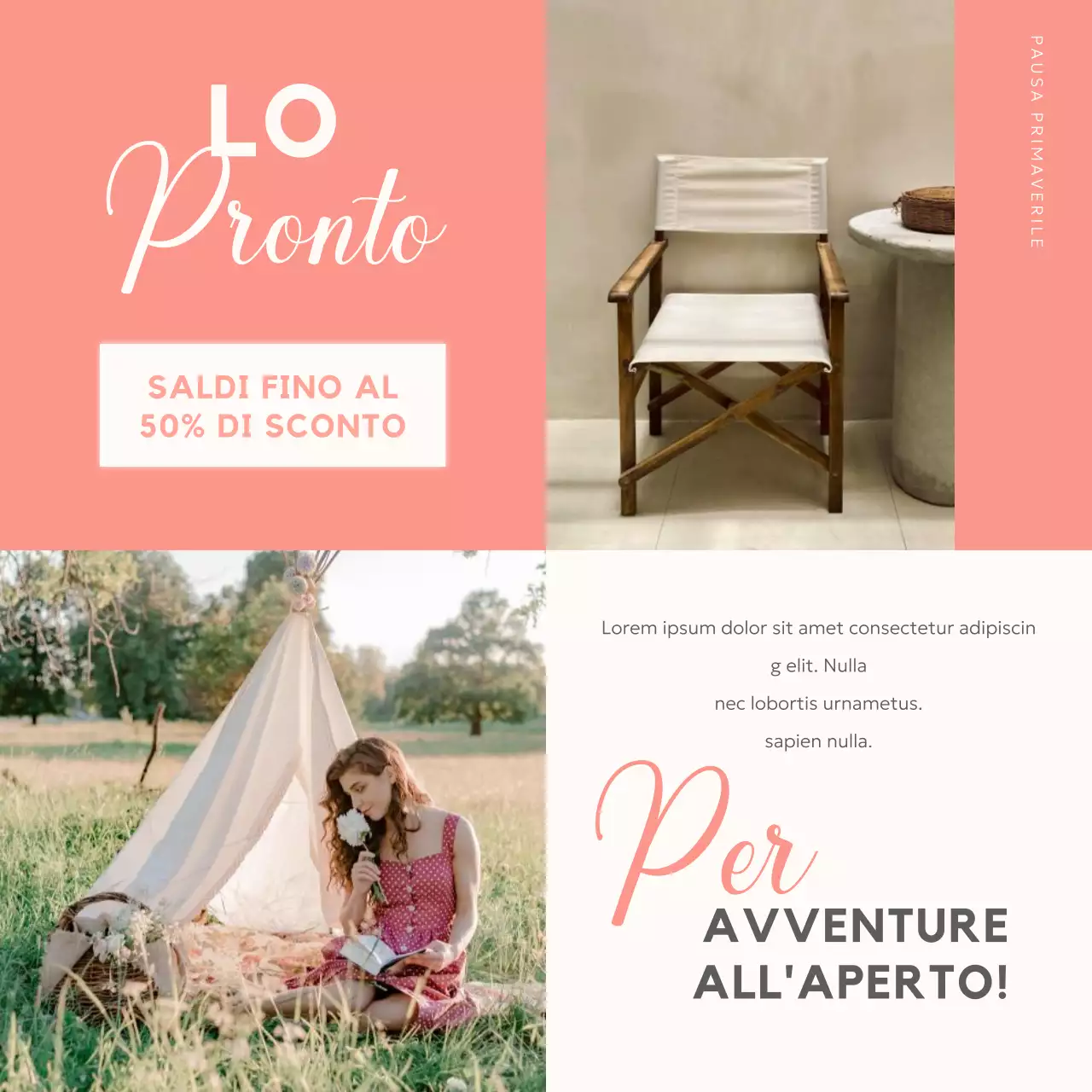 Promozione per la vendita delle vacanze di primavera verde e rosa elegante