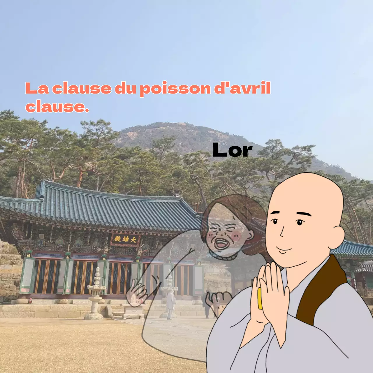 Le jjal du poisson d'avril, aromatisé à la bouteille, avec une écriture orange et rouge