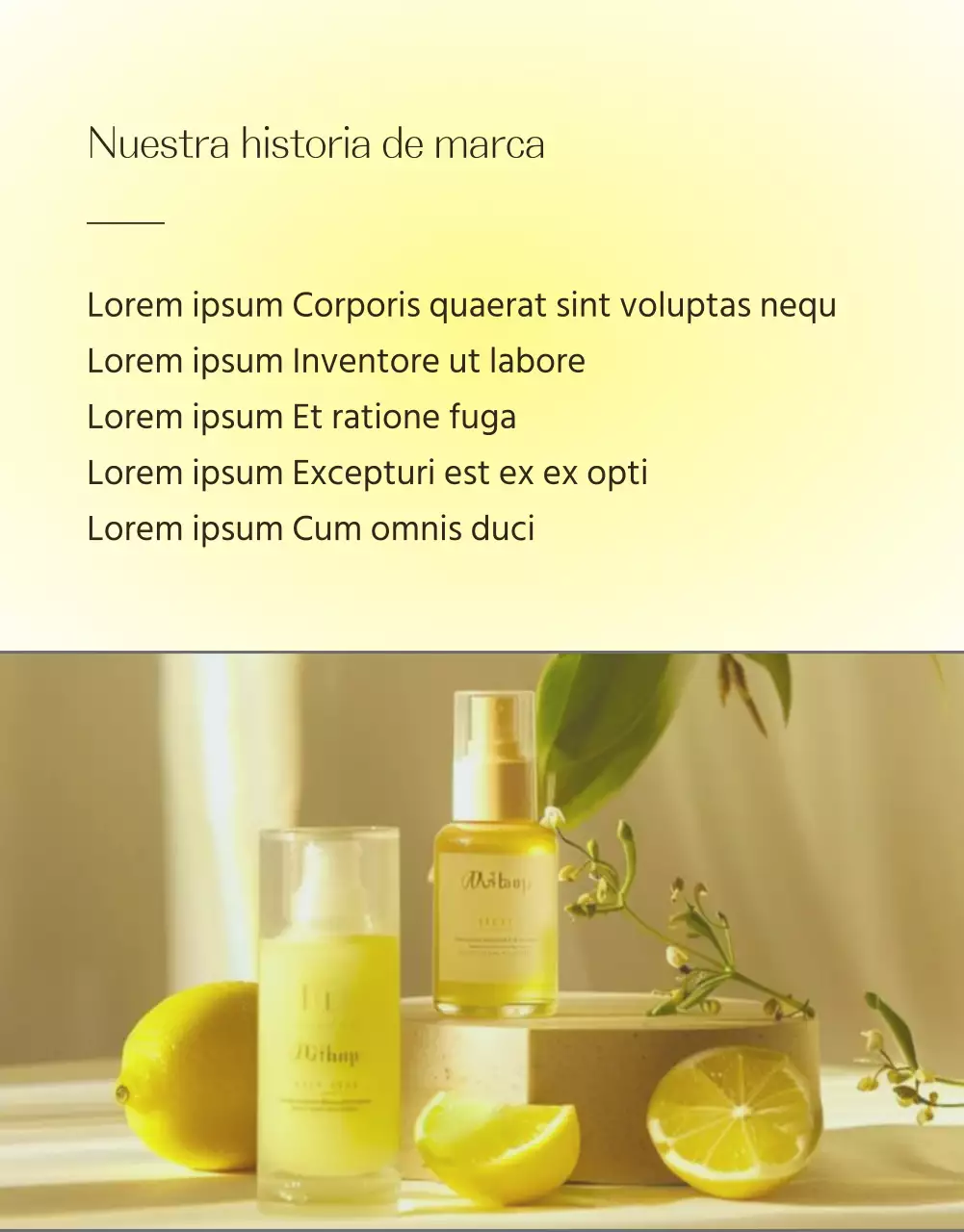 Promover cosméticos sencillos para el cuidado de la piel en amarillo y naranja