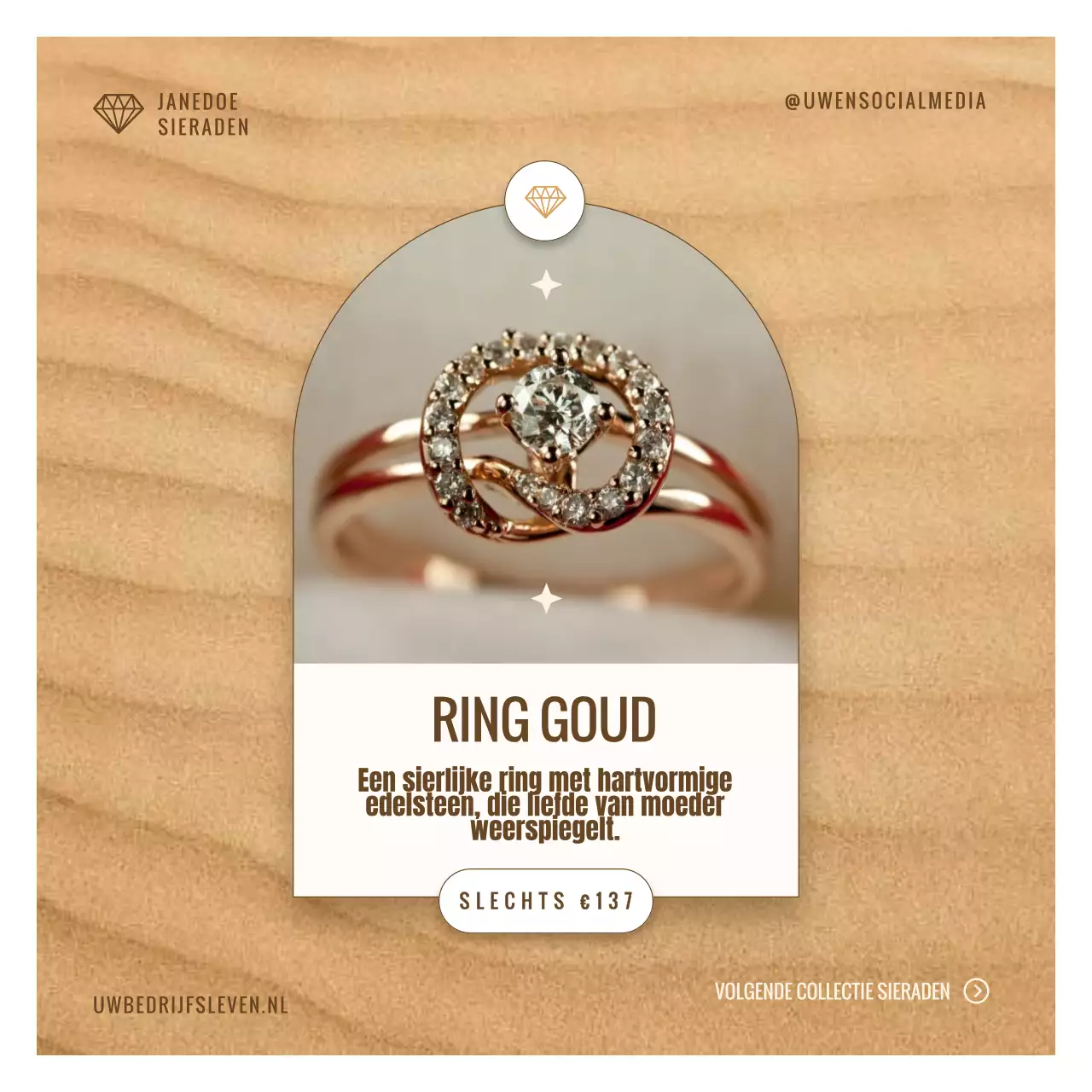 Beige en Goud Moderne Exclusieve Juwelencollectie Speciale Moederdag Advertentie