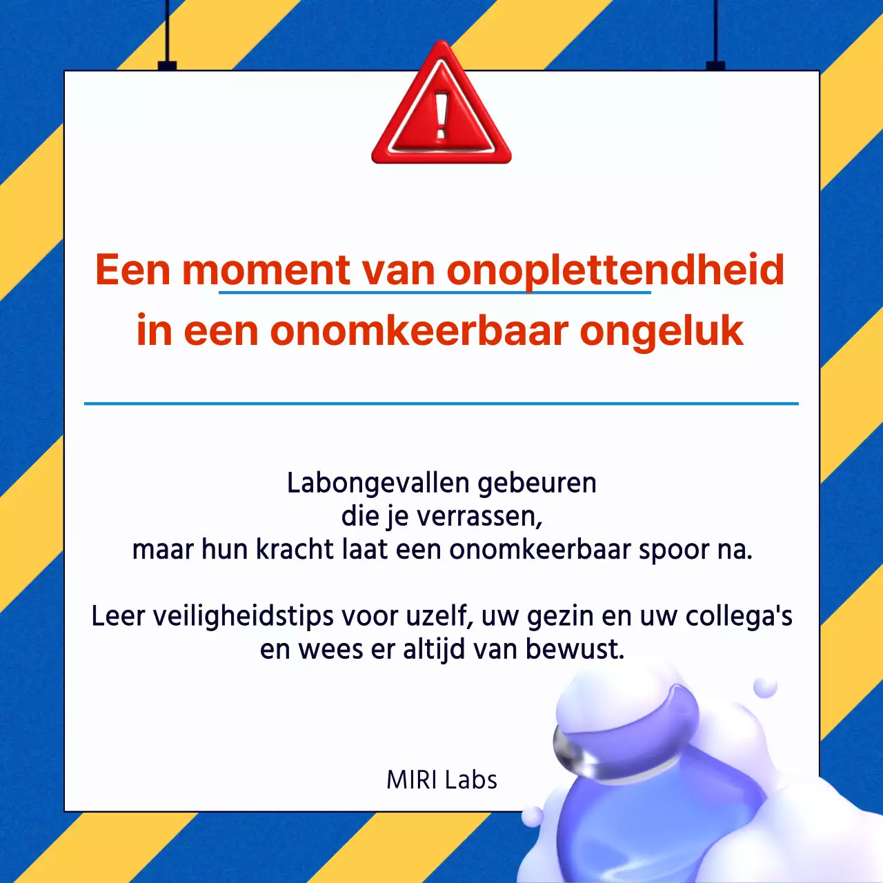 Kitscherige lab veiligheidstips in blauw en geel