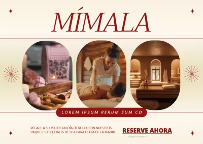 Promoción de Spa elegante en rojo y beige para el Día de la Madre Publicidad