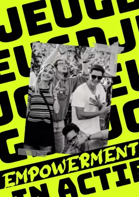 Fluorescerende, trendy poster met fotolijst-look