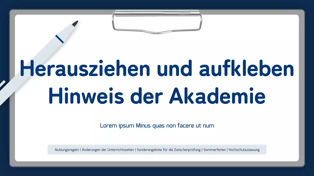 Marineblaue einfache Schulankündigung