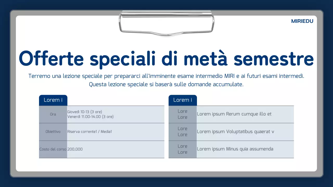 Annuncio scolastico semplice blu navy