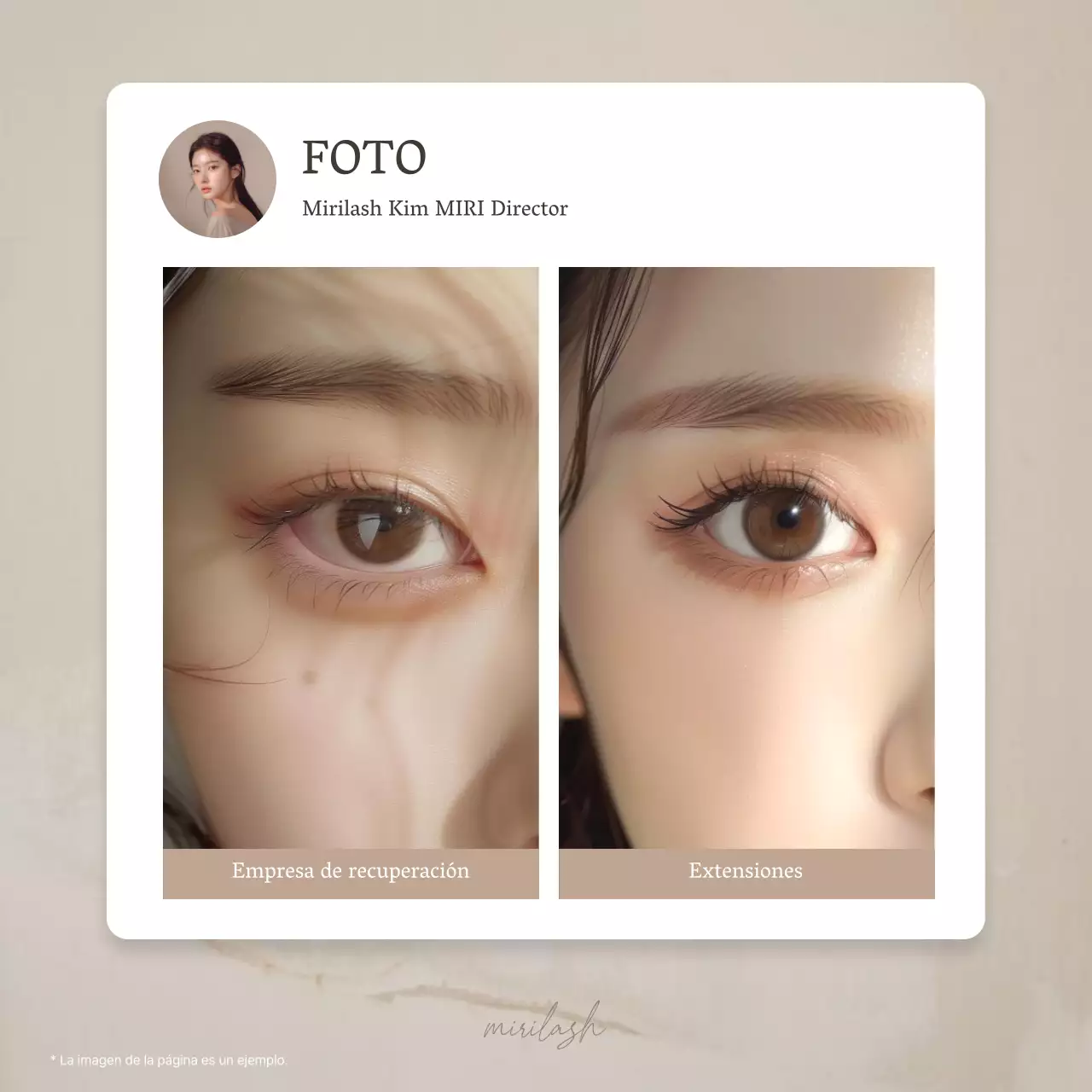 Procedimiento sencillo para pestañas en promoción de belleza marrón y beige