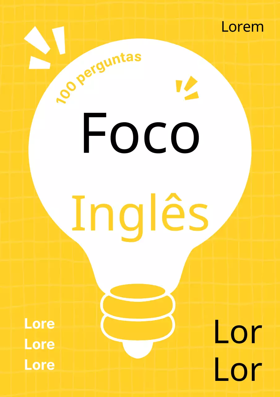 Exercícios simples de inglês secundário em amarelo e preto