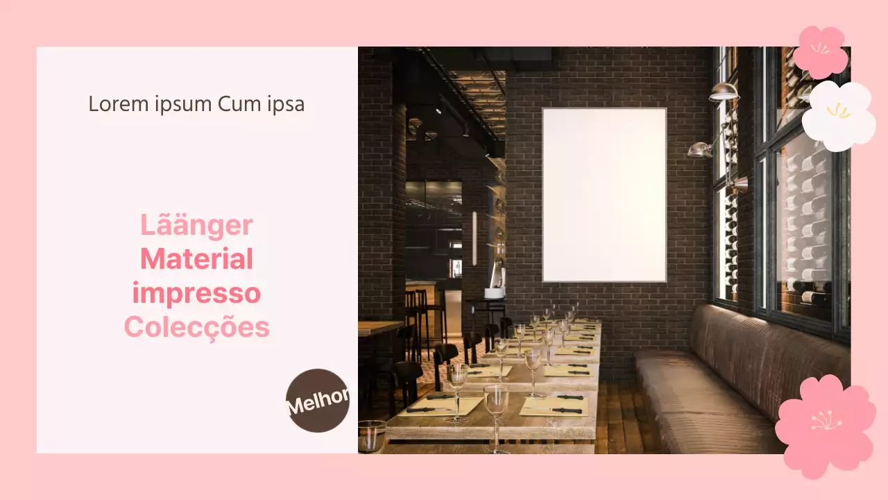 Folheto promocional simples para impressão na loja em cor-de-rosa e bege