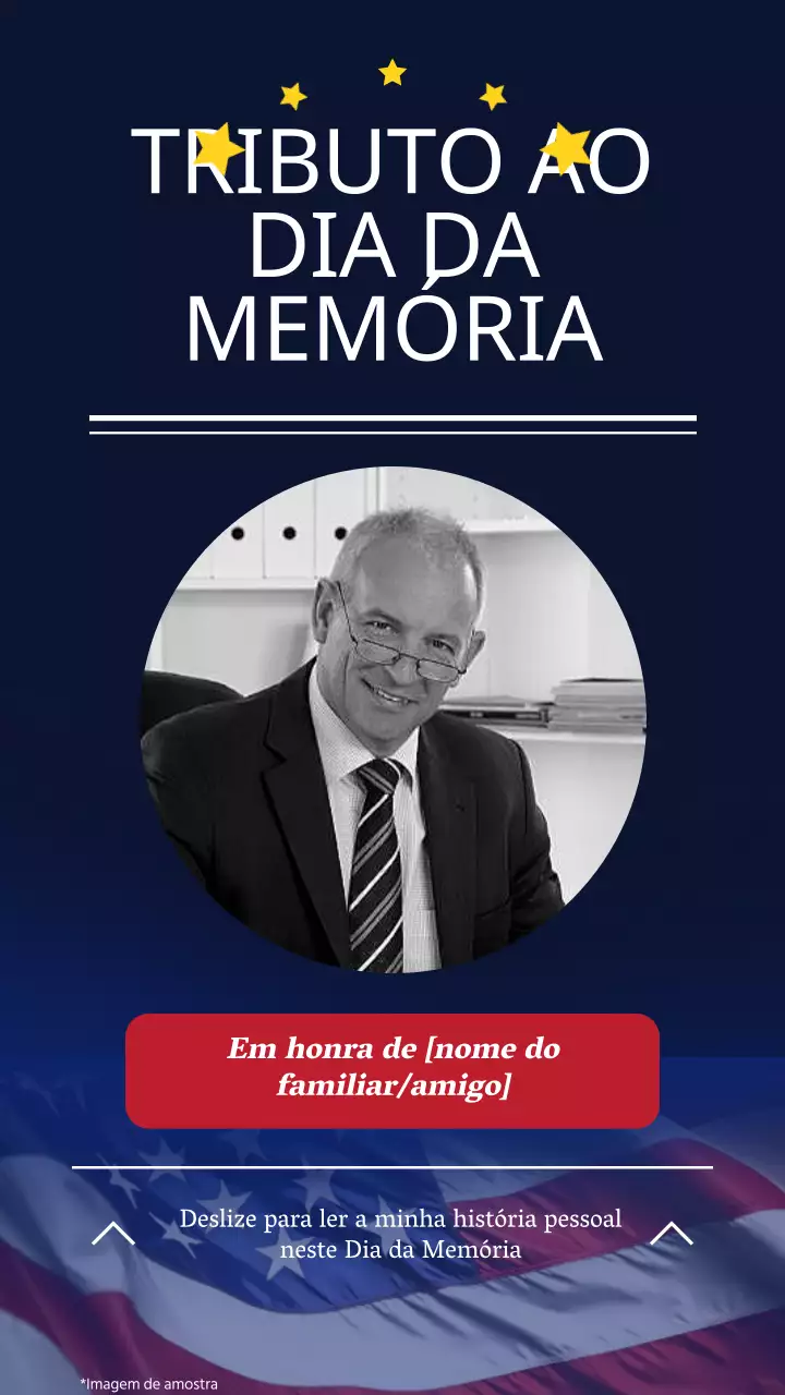 Convite de homenagem moderno azul e vermelho para o Dia da Memória