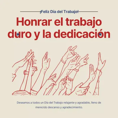 Artículos promocionales beige y rojo retro happy labour day