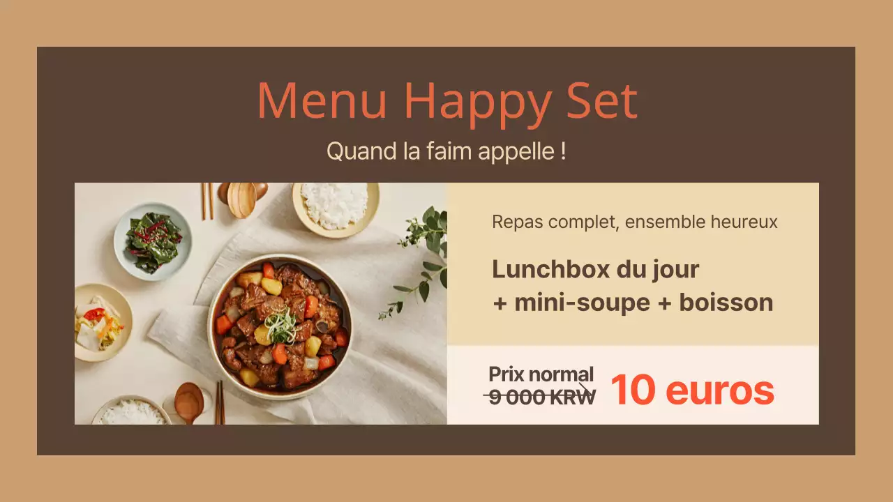 Promouvoir un restaurant de bento simple en marron et beige