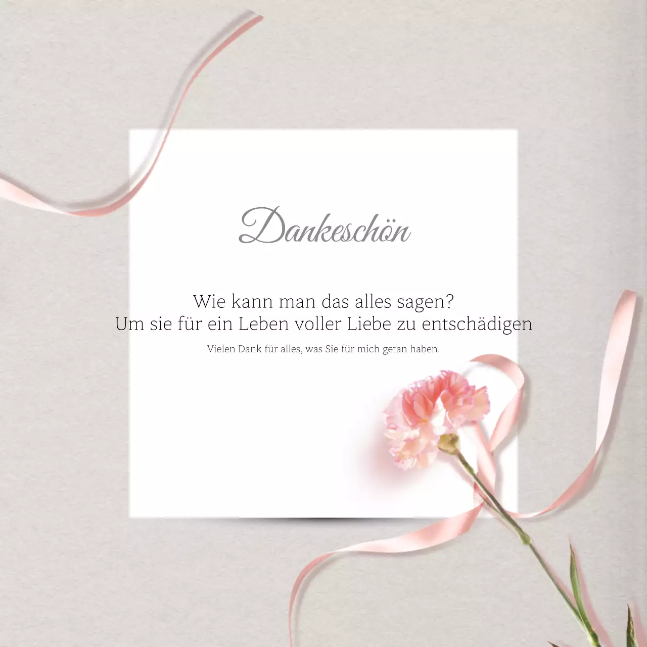 Ein luxuriöses Dankesschreiben in Elfenbein und Rosa